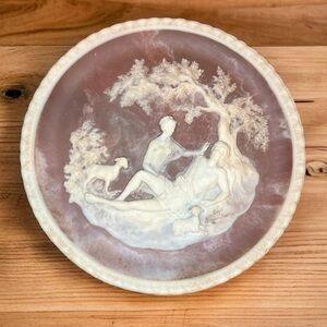 1978 3D Cameo Incolay Stone Plate "A Thing of Beauty"‎ Romantic Poets Keats